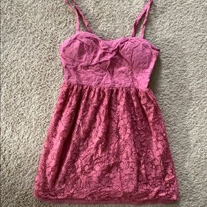 Pink Lace Mini Dress